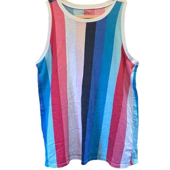 Torrid Vertical Striped Vintage Triblend Jersey Crew Neck Tank Top Size 2 2XL - Picture 7 of 10